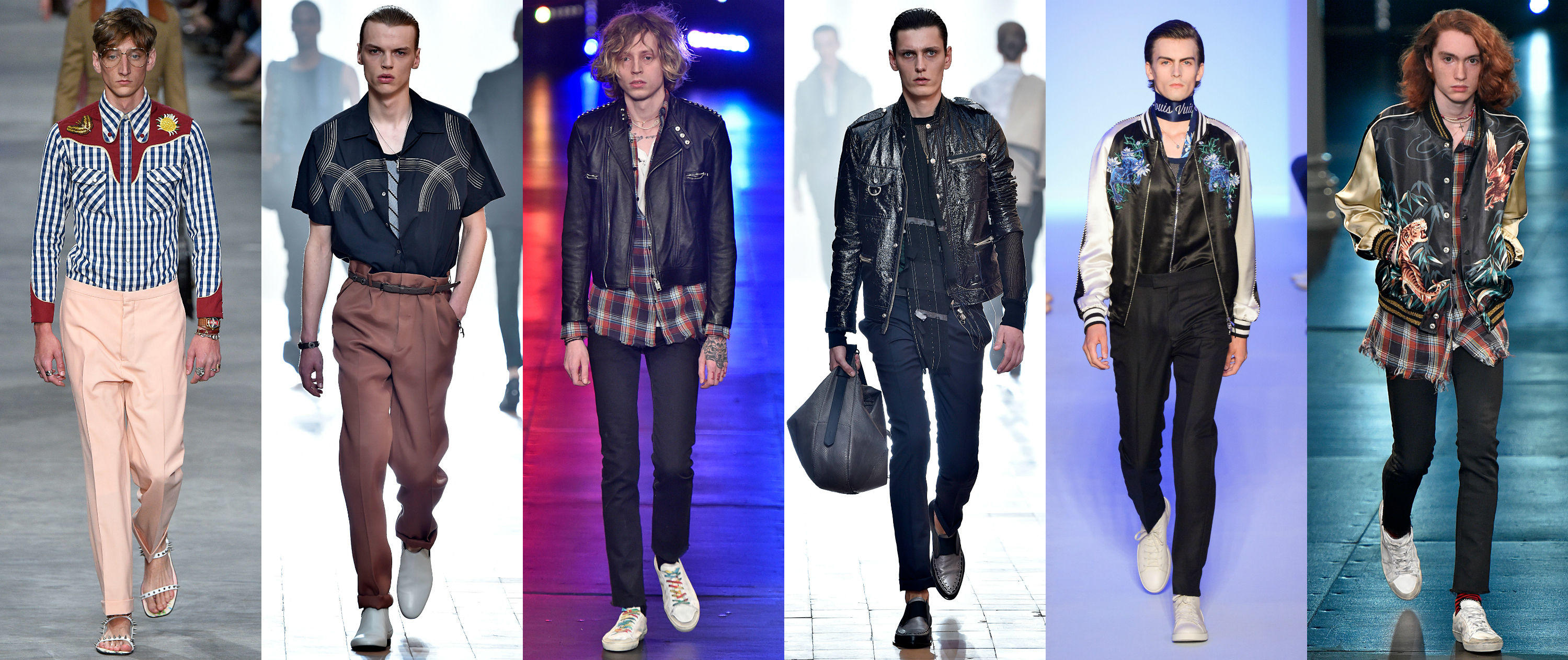 Gucci, Lanvin, Saint Laurent, Lanvin, Louis Vuitton, Saint Laurent. Foto Getty